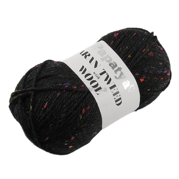 Włóczka Aran Wool Twed Papatya / 2000 czarny