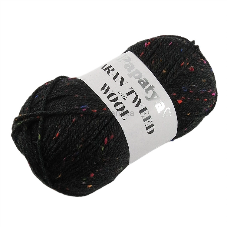 Włóczka Aran Wool Twed Papatya / 2000 czarny