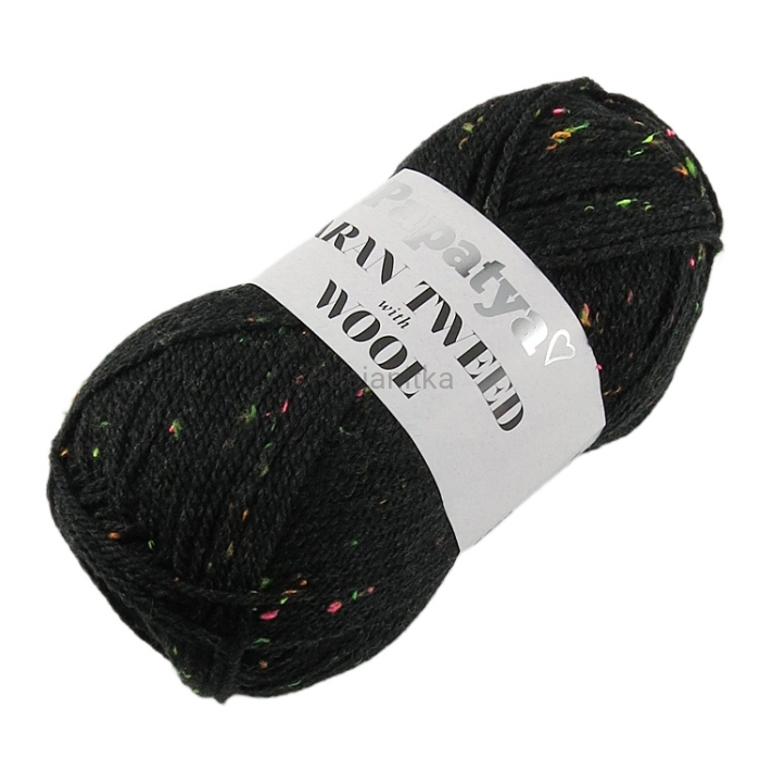 Włóczka Aran Wool Twed Papatya / 2001 czarrny