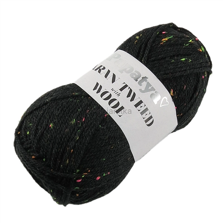 Włóczka Aran Wool Twed Papatya / 2001 czarrny