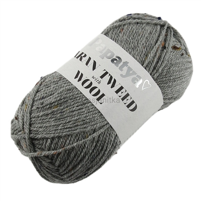 Włóczka Aran Wool Twed Papatya / 2150 szary