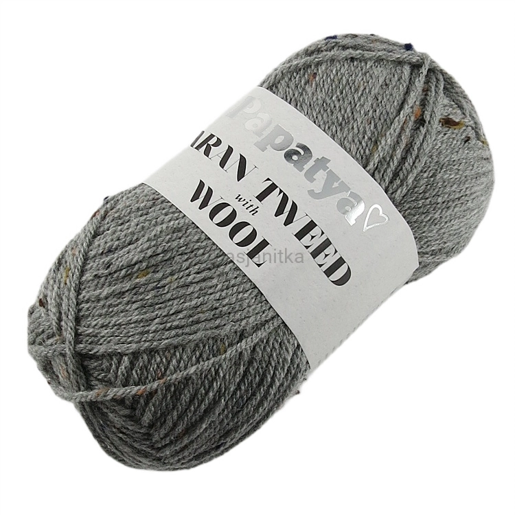 Włóczka Aran Wool Twed Papatya / 2150 szary