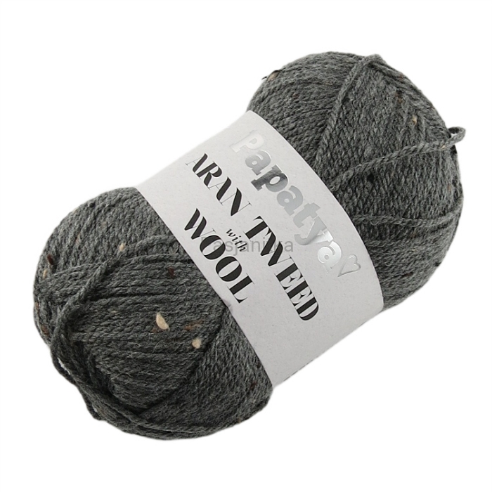 Włóczka Aran Wool Twed Papatya / 2180 ciemny szary