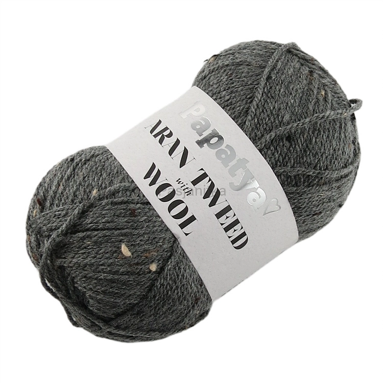 Włóczka Aran Wool Twed Papatya / 2180 ciemny szary