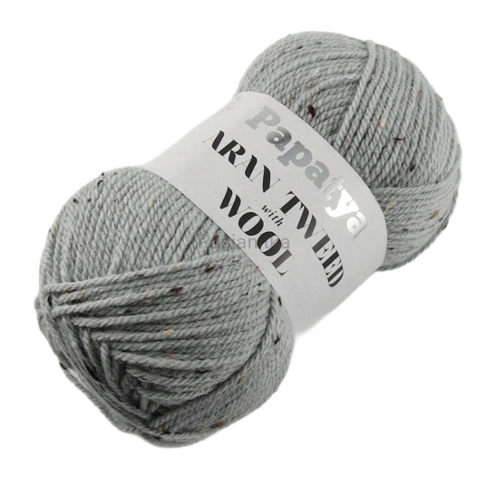 Włóczka Aran Wool Twed Papatya / 2530 jasny szary