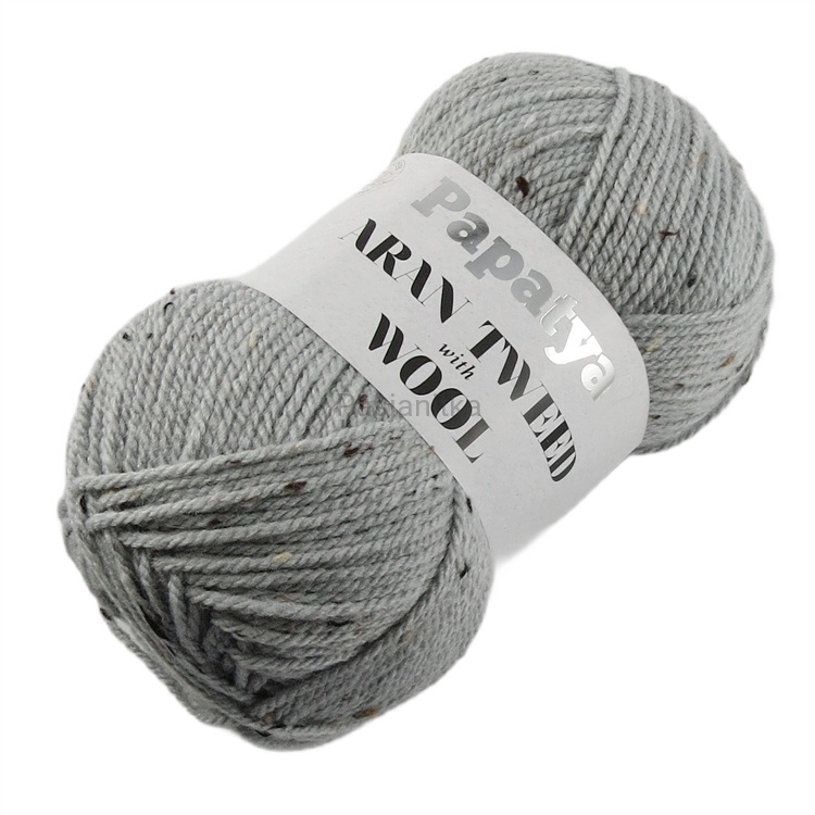 Włóczka Aran Wool Twed Papatya / 2530 jasny szary