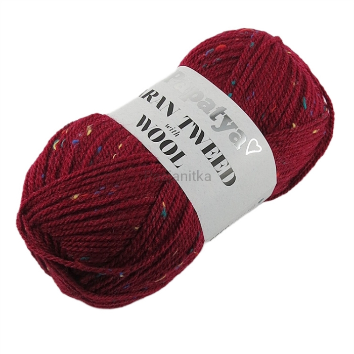 Włóczka Aran Wool Twed Papatya / 3230 bordo
