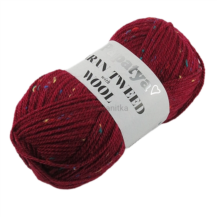Włóczka Aran Wool Twed Papatya / 3230 bordo