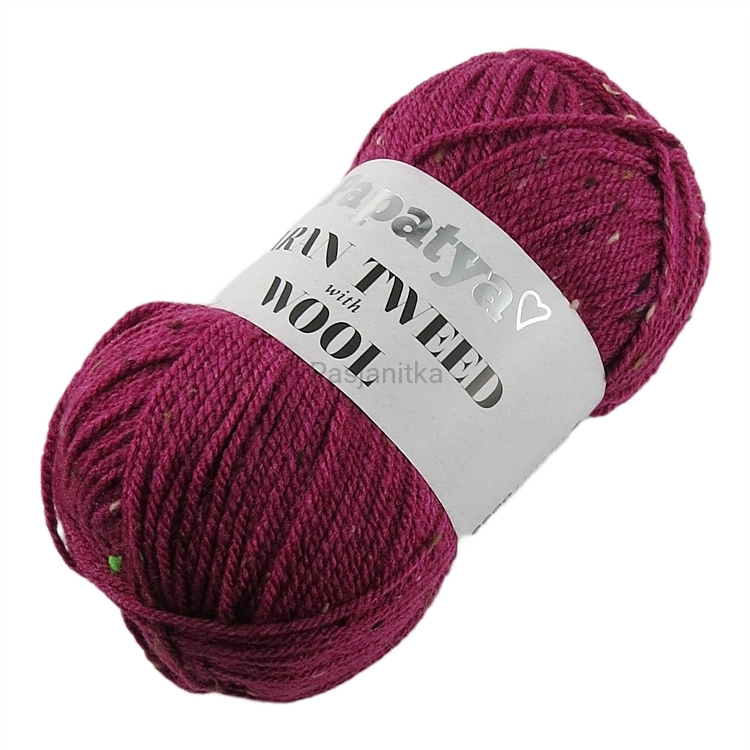 Włóczka Aran Wool Twed Papatya / 3370 wino