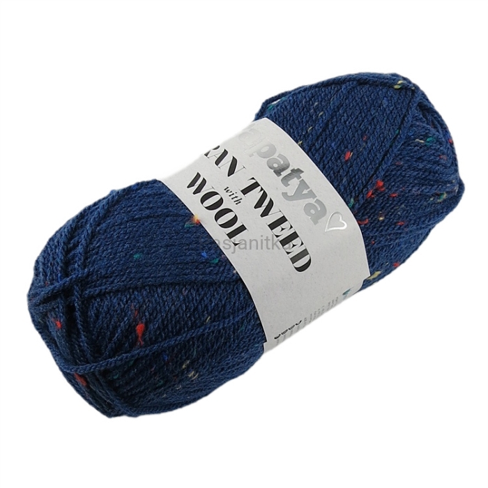 Włóczka Aran Wool Twed Papatya / 5260 ciemny niebieski