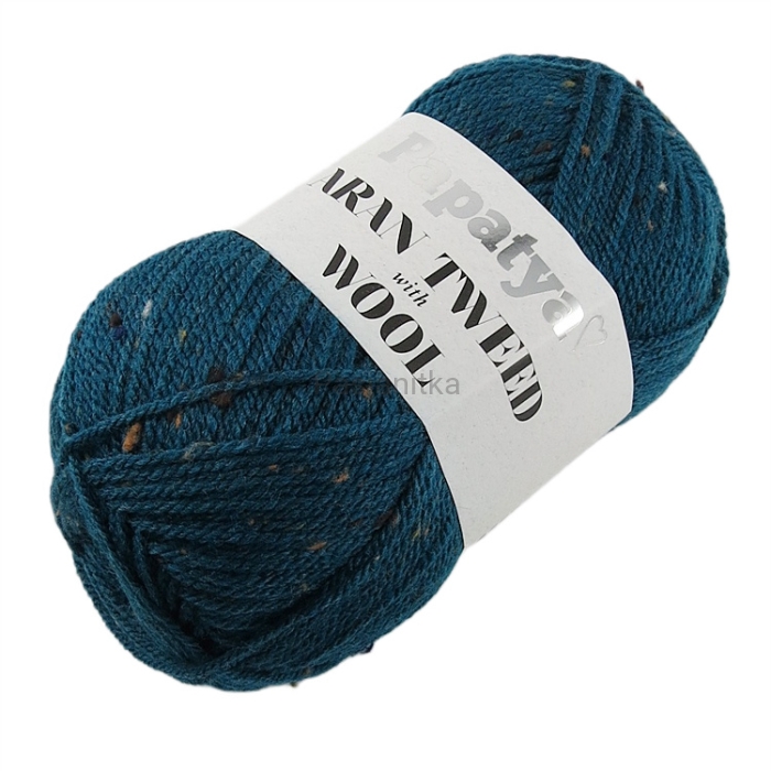 Włóczka Aran Wool Twed Papatya / 5750 petrol